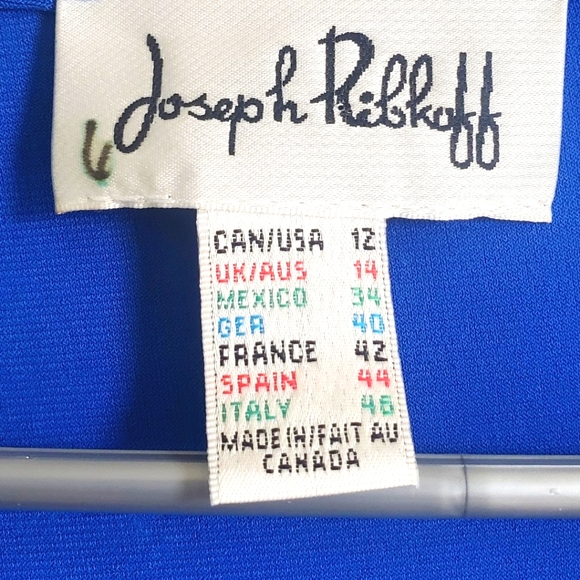 Joseph Ribkoff Collared Wrap Dress Royal Blue Sapphire 3/4 Sleeves Size 12 Retro - Picture 10 of 11